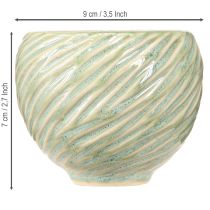 Prodotto Ciotole in ceramica con motivo a spirale verde Ø9cm H7cm 4pz