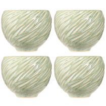 Prodotto Ciotole in ceramica con motivo a spirale verde Ø9cm H7cm 4pz