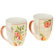 Prodotto Tazza in ceramica pesche tazza decorazione ceramica H10,5 cm 2 pezzi