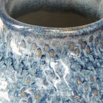 Prodotto Vaso in ceramica smaltata blu e bianco effetto intrecciato H18,5cm