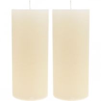 Prodotto Eleganti candele a colonna color crema-bianco per decorazioni festive, 85×200 mm, set da 2