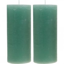 Prodotto Candele a colonna in giada verde 85x200 mm, set da 2 - Candele decorative, tinte in massa, lunga durata di combustione