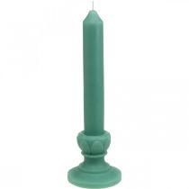 Deco candela retrò candela cera decorazione da tavola verde 25 cm