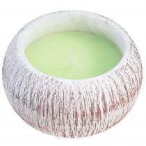 Prodotto Candela Alla Citronella Ciotola Verde Ceramica Bianco Marrone H8cm