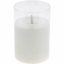 Candela LED lanterna decorativa in vetro vera cera Ø10cm H15cm