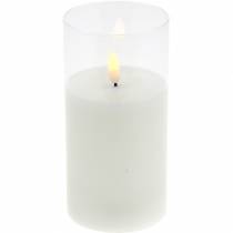Prodotto Candela LED in vetro vera cera bianca Ø7,5cm H10cm