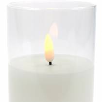 Candela LED in vetro vera cera bianca Ø7,5cm H10cm