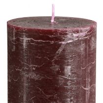 Prodotto Candele a colonna di lusso color bordeaux, set da 2, tinta unita, 85x200 mm, per uso romantico e decorativo