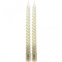 Candele coniche candele attorcigliate candele a spirale crema 24 cm 2 pezzi
