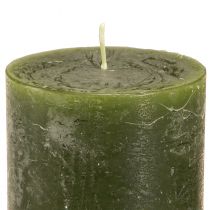 Prodotto Candele a colonna verdi, 3 tonalità, tinta unita, rustiche, 70x100 mm, set da 12, per decorazioni e Avvento
