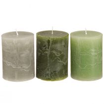 Prodotto Candele verdi Colonne 3 colori diversi 60x80 cm 12 pz
