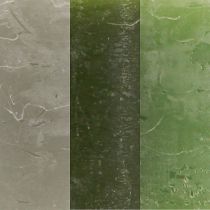 Prodotto Candele verdi Colonne 3 colori diversi 60x80 cm 12 pz
