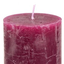 Prodotto Candele rustiche a colonna in un set da 12, combinazione di colori rosa e bacche, 60x80 mm - Uso versatile per decorazioni e celebrazioni