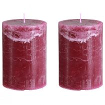 Prodotto Candele a colonna colorate, stile Berry, 85x120 mm, set da 2, rosse, decorative