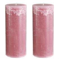 Prodotto Candele a colonna rosa, effetto marmo rosa antico, 85×200 mm, set da 2, per decorazione e regalo