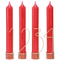Prodotto Decorazione per candele numeri dell&#39;Avvento 1-4 metallo oro opaco H10cm 4 pezzi