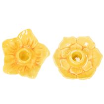Prodotto Portacandele in ceramica Fiori decorativi per un'elegante decorazione della tavola e della casa 11 cm, 2 pezzi