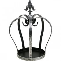 Corona decorativa in metallo effetto argento antico Ø18cm H26cm