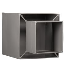 Prodotto Vaso cubico grigio con base per decorazione moderna, 22 cm