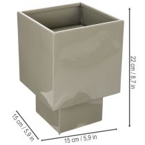 Prodotto Vaso cubico verde, 22 cm, con supporto rialzato