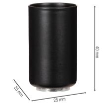 Prodotto Portacandele magnetico rotondo, nero opaco, per candele coniche da 25 mm, confezione da 4 pezzi