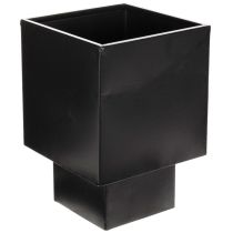 Prodotto Vaso a cubo nero con base, moderno, 22 cm