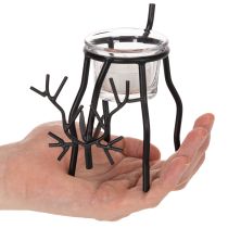 Prodotto Portacandele a forma di renna con lumino in vetro, 15 cm