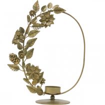 Prodotto Portacandela oro deco anello fiori coni H29.5cm