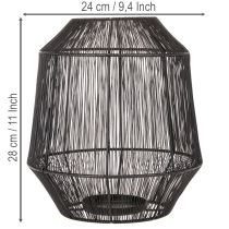 Prodotto Portacandele nero, lanterna decorativa, cestino in filo metallico, Ø24cm, H28cm