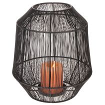 Prodotto Portacandele nero, lanterna decorativa, cestino in filo metallico, Ø24cm, H28cm