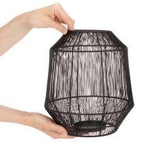 Prodotto Portacandele nero, lanterna decorativa, cestino in filo metallico, Ø24cm, H28cm