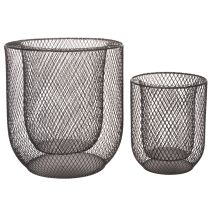 Prodotto Set di 2 portacandele a cestello in filo metallico nero, Ø28,5/18 cm.