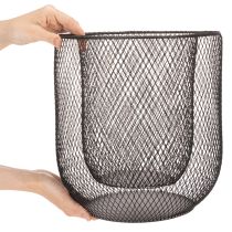 Prodotto Set di 2 portacandele a cestello in filo metallico nero, Ø28,5/18 cm.