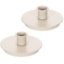 Prodotto Portacandele rotondi color crema per candele affusolate, decorazione da tavola, 10 cm, 2 pezzi