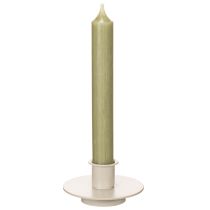 Prodotto Portacandele in metallo beige opaco, piccolo candeliere per candele affusolate, 8 cm, 3 pezzi
