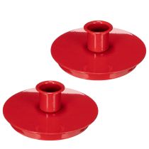 Prodotto Portacandele compatti in metallo rosso per candele affusolate da 10 cm, 2 pezzi