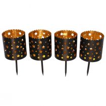 Portacandele Corona dell&#39;Avvento da attaccare oro nero Ø6cm 4 pezzi