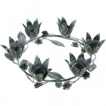 Prodotto Portacandele fiore anello in metallo Ø23cmH7cm grigio