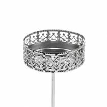 Prodotto Portacandele in filigrana per collegare argento Ø6,4 cm H12,5 cm 4 pezzi aspetto antico