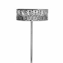 Prodotto Portacandele in filigrana per collegare argento Ø6,4 cm H12,5 cm 4 pezzi aspetto antico