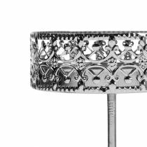 Prodotto Portacandele in filigrana per collegare argento Ø6,4 cm H12,5 cm 4 pezzi aspetto antico
