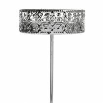 Prodotto Portacandele floreali da collegare in argento Ø7,4 cm H12,5 cm aspetto antico 4 pz