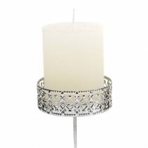 Prodotto Portacandele floreali da collegare in argento Ø7,4 cm H12,5 cm aspetto antico 4 pz