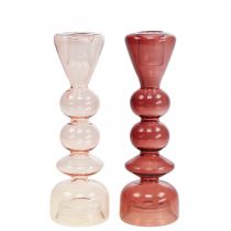 Prodotto Candeliere candelabro in vetro rosa/rosa Ø5-6cm H19cm 2pz