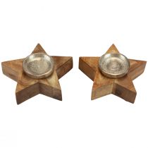 Portacandele portacandele in legno stella 15x15x5cm 2pz