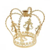 Corona candeliere, decorazione da tavola, Avvento, corona in metallo Dorato Ø14cm H13cm