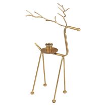 Portacandele candelabro decorativo cervo in metallo H38,5 cm