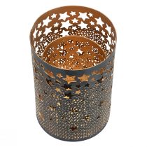 Prodotto Portacandele stelle in metallo nero/oro H10/15 cm set da 2