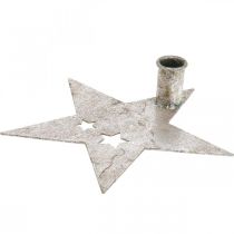 Prodotto Stella decorativa in metallo, portacandele affusolato per Natale argento, aspetto antico 20 cm × 19,5 cm