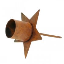 Prodotto Portacandele a forma di stella da attaccare, decorazione dell'Avvento arrugginita, 6 cm, 4 pezzi